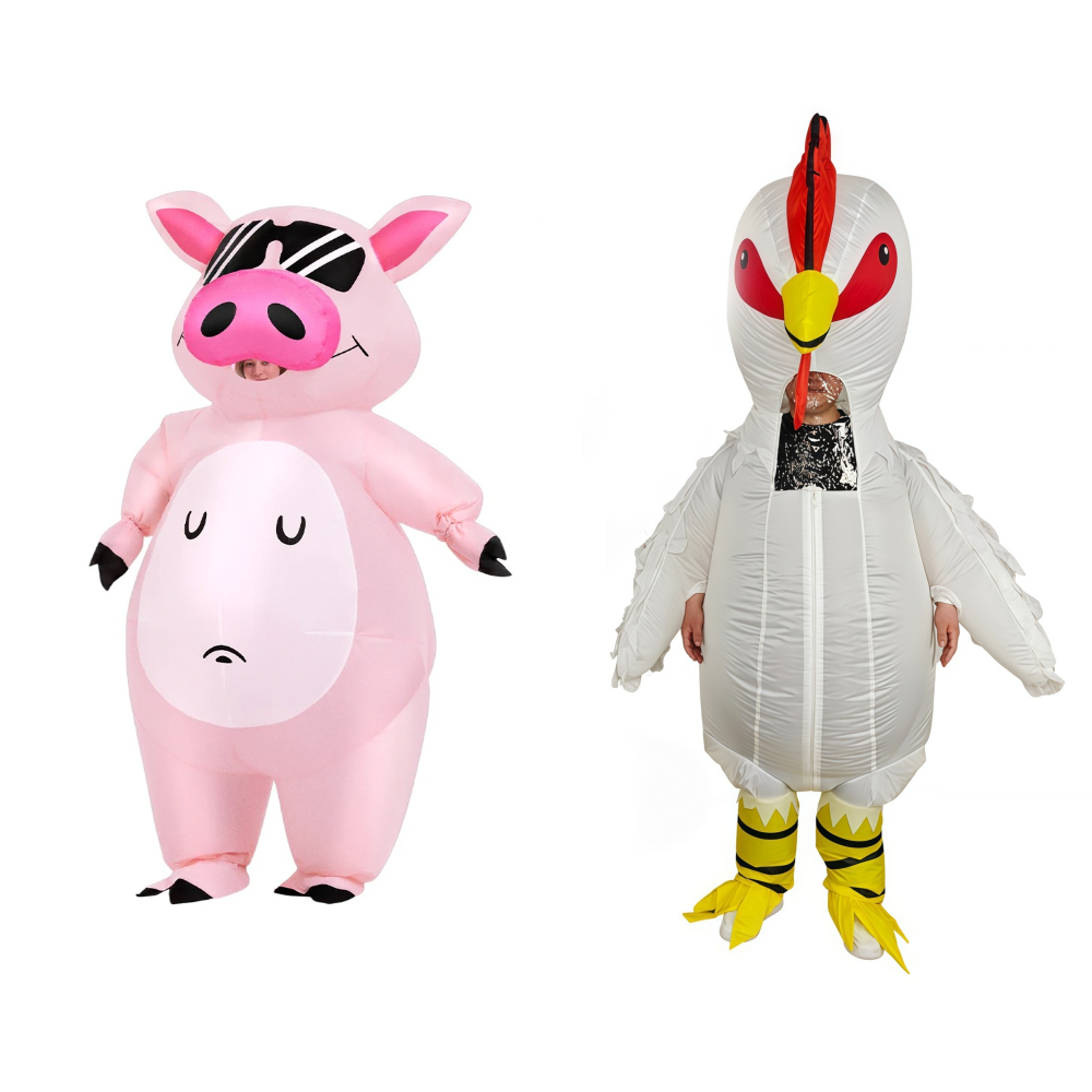 Costumes - Надувной костюм поросенка из мультфильма, розовый