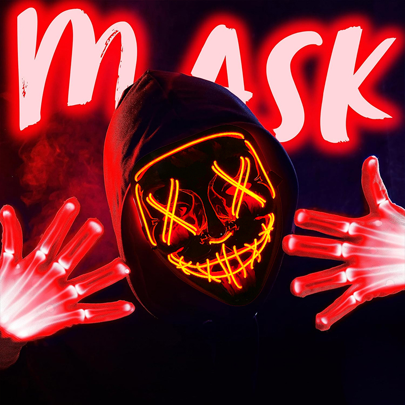 Led Purge Mask Halloween - Беспроводная цветная неоновая маска для вечеринок