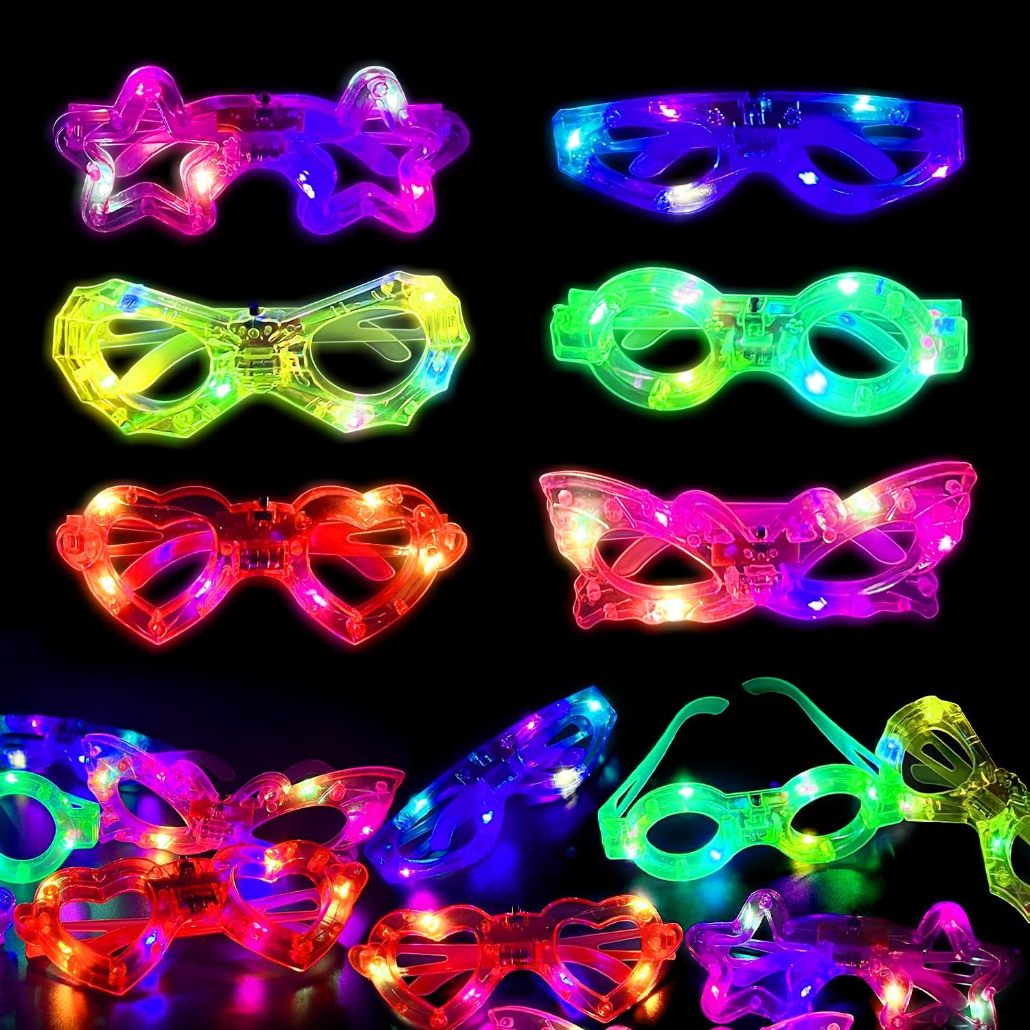 12 шт. Светящиеся в темноте оч – обзор и цена Glow In The Dark Party Glasses